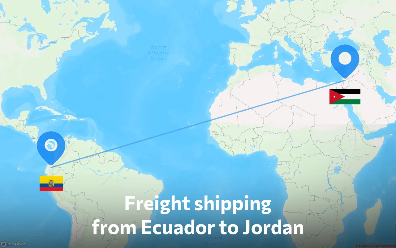 Shipping route from Ecuador to Jordan