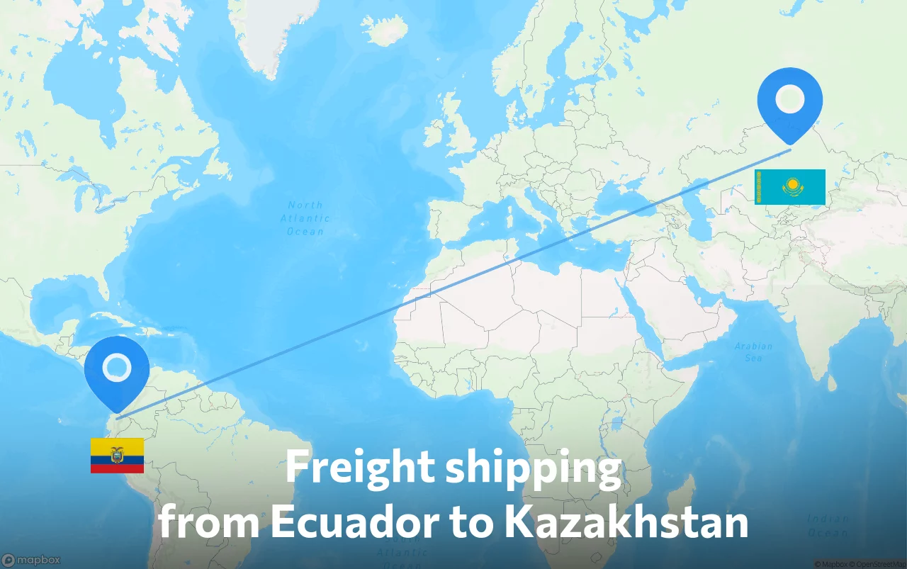 Shipping route from Ecuador to Kazakhstan