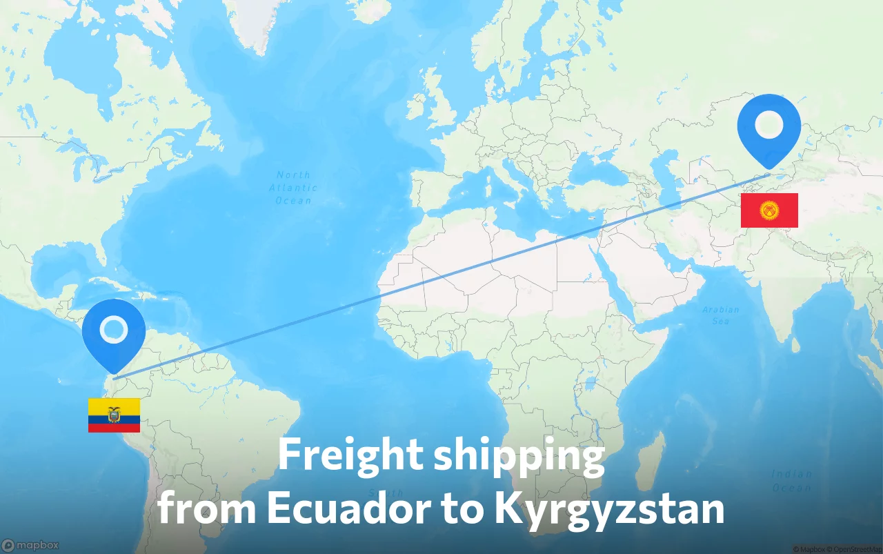 Shipping route from Ecuador to Kyrgyzstan