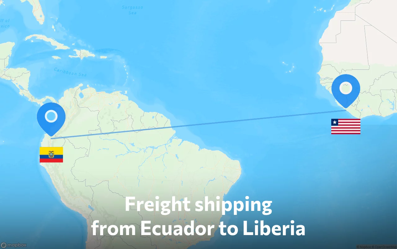 Shipping route from Ecuador to Liberia