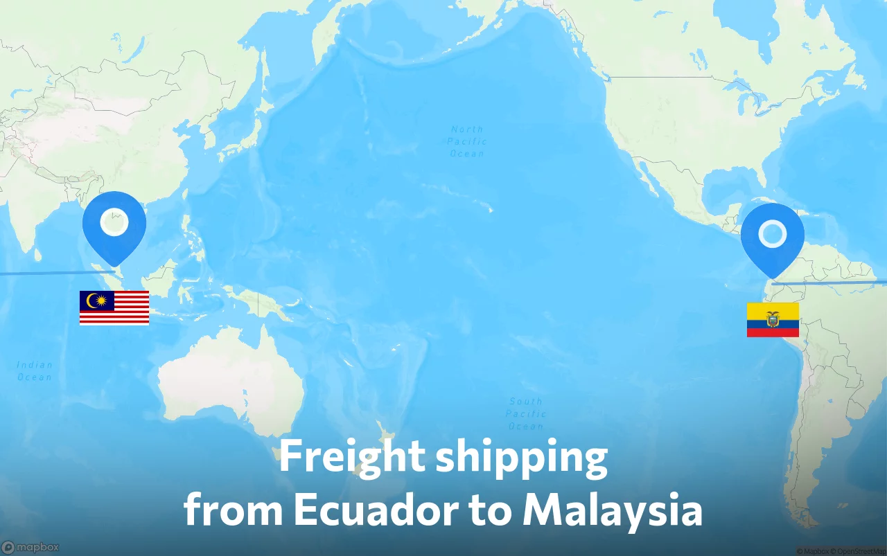 Shipping route from Ecuador to Malaysia