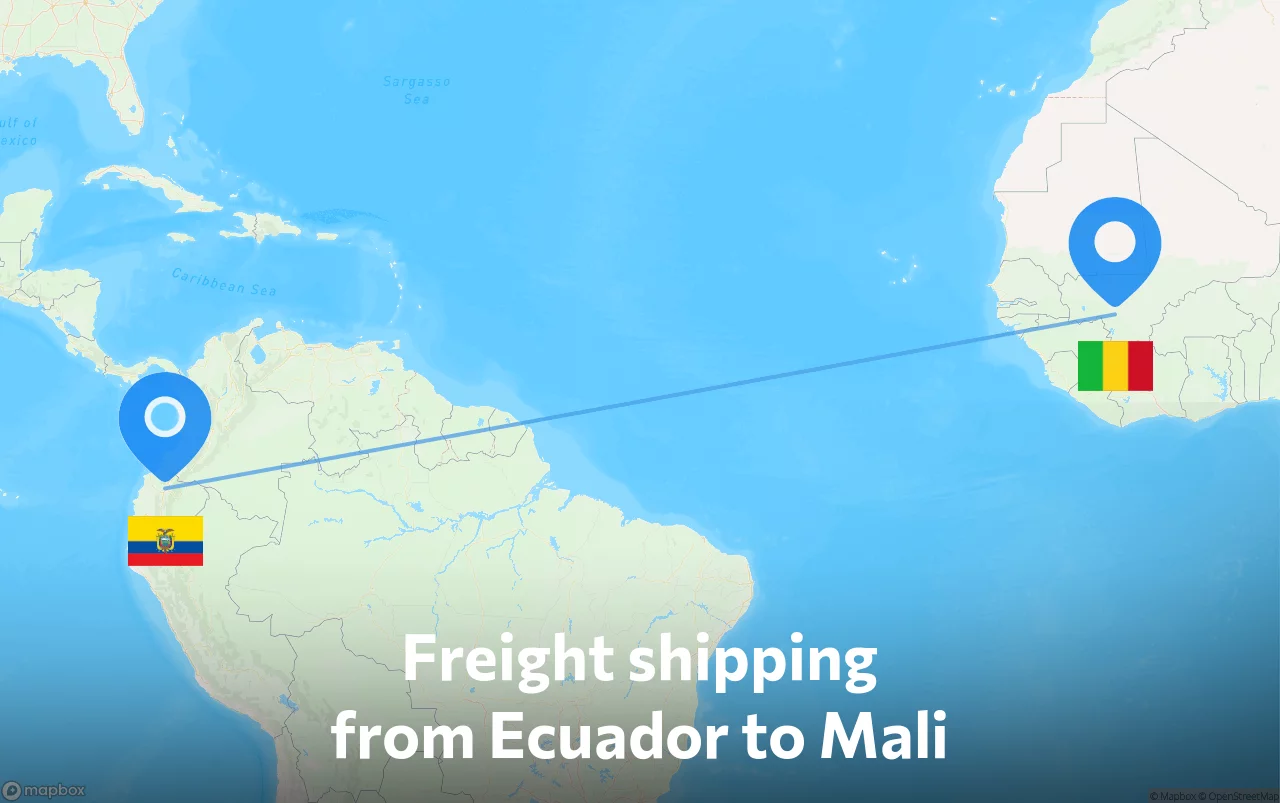 Shipping route from Ecuador to Mali