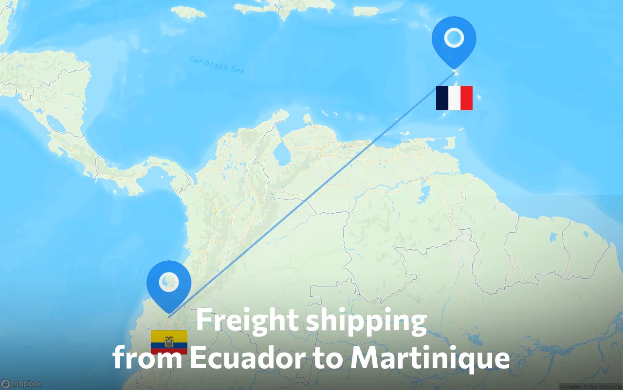 Shipping route from Ecuador to Martinique