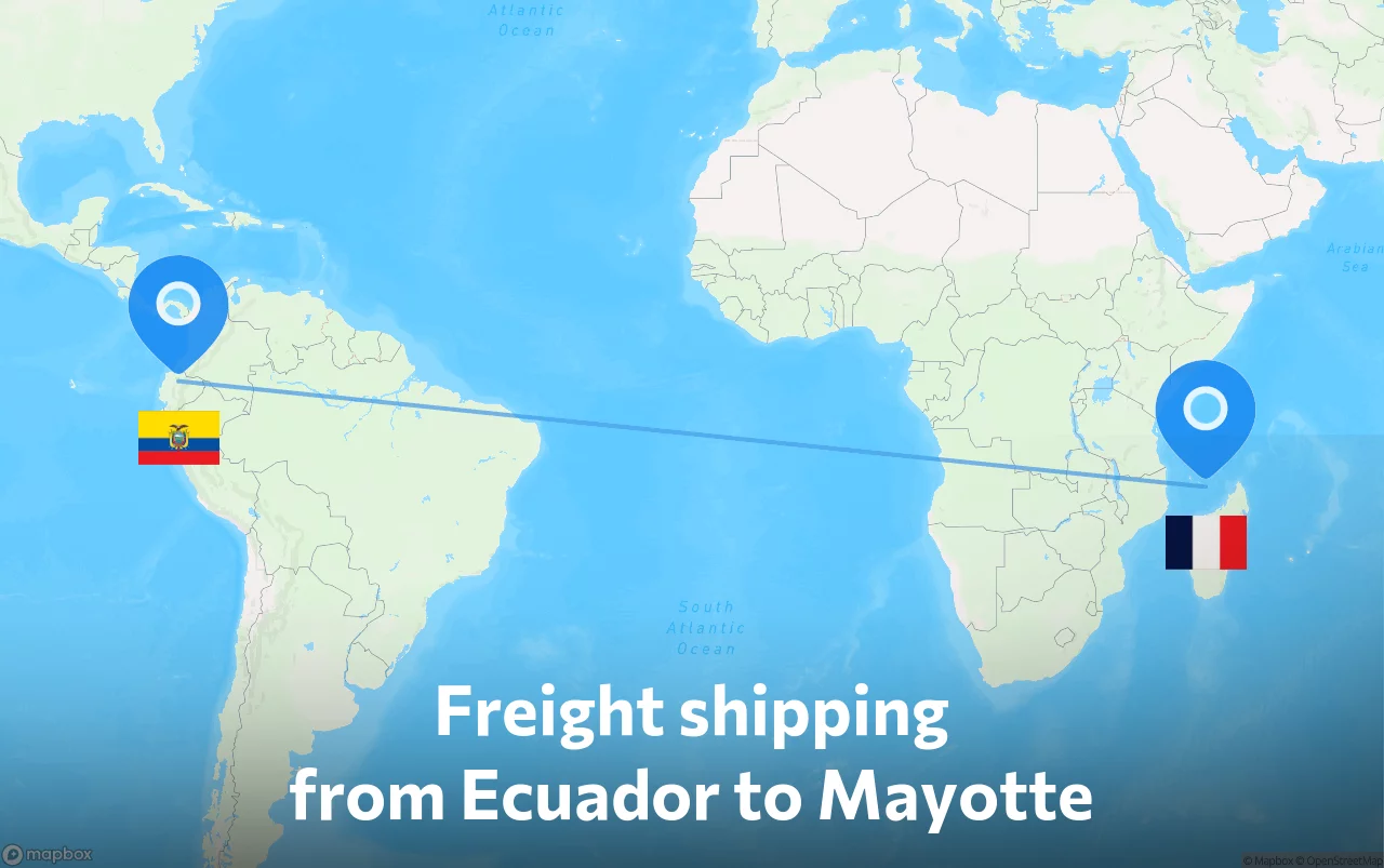 Shipping route from Ecuador to Mayotte