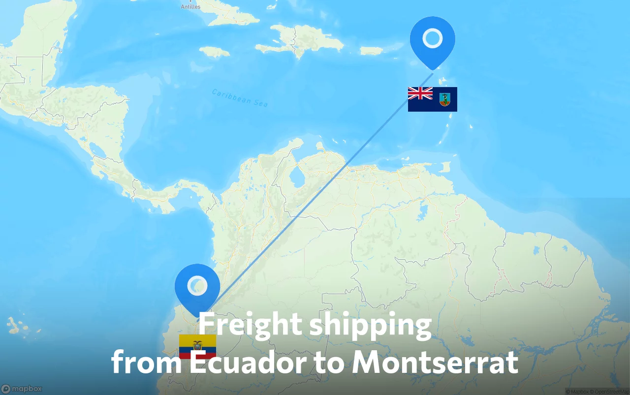 Shipping route from Ecuador to Montserrat