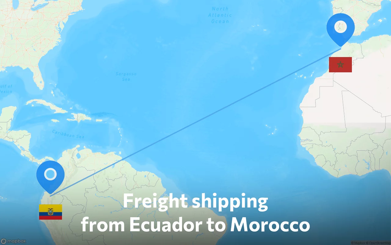 Shipping route from Ecuador to Morocco