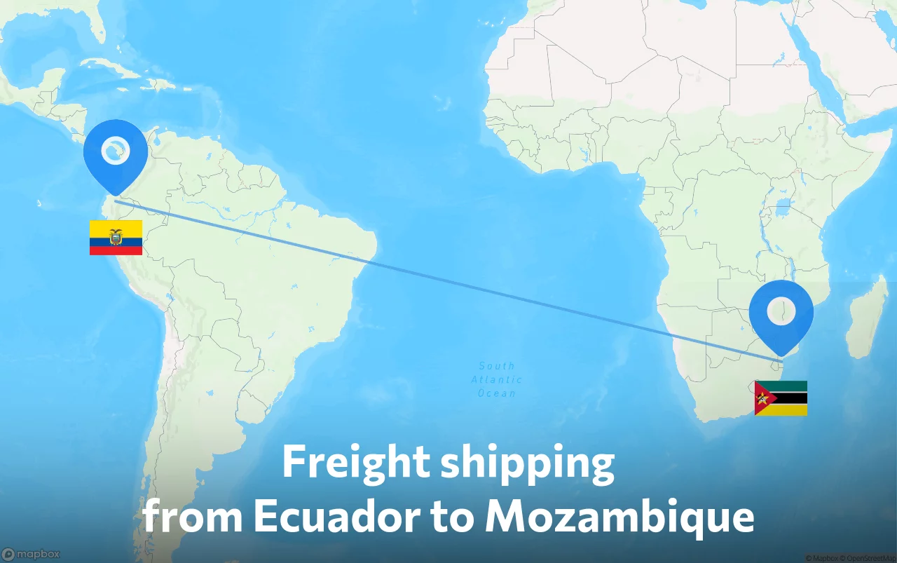 Shipping route from Ecuador to Mozambique
