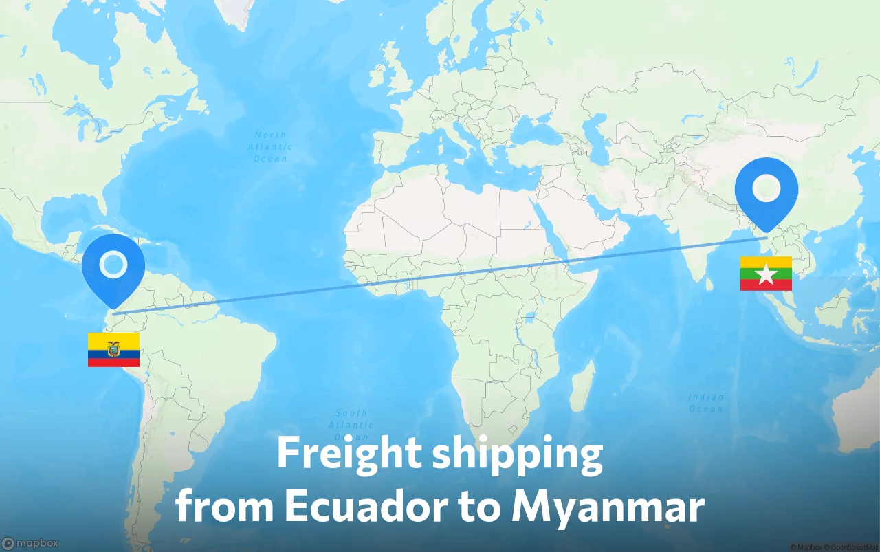 Shipping route from Ecuador to Myanmar