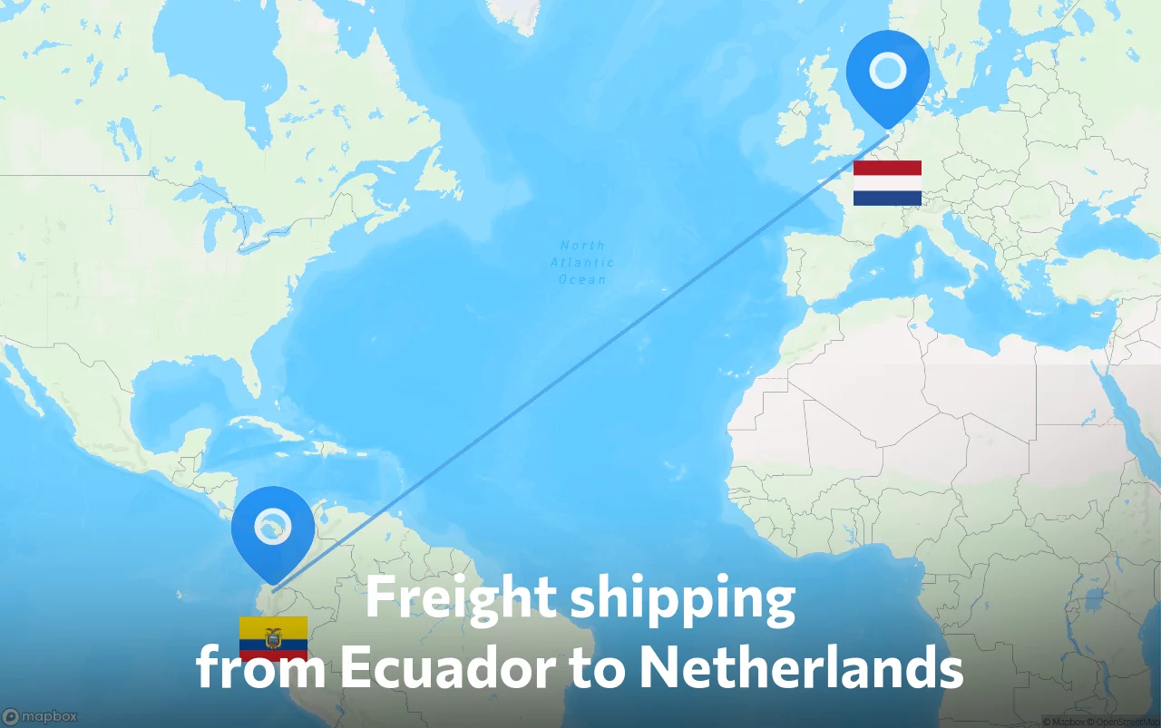Shipping route from Ecuador to Netherlands