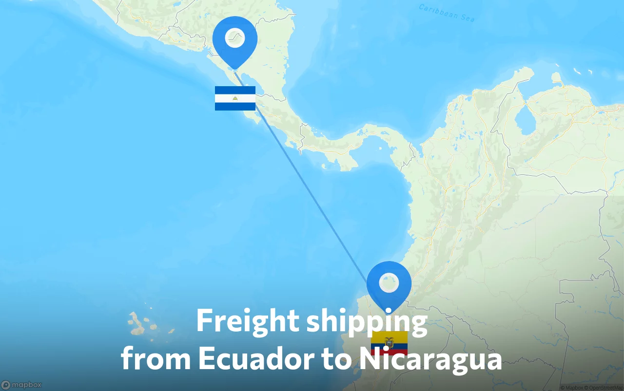 Shipping route from Ecuador to Nicaragua