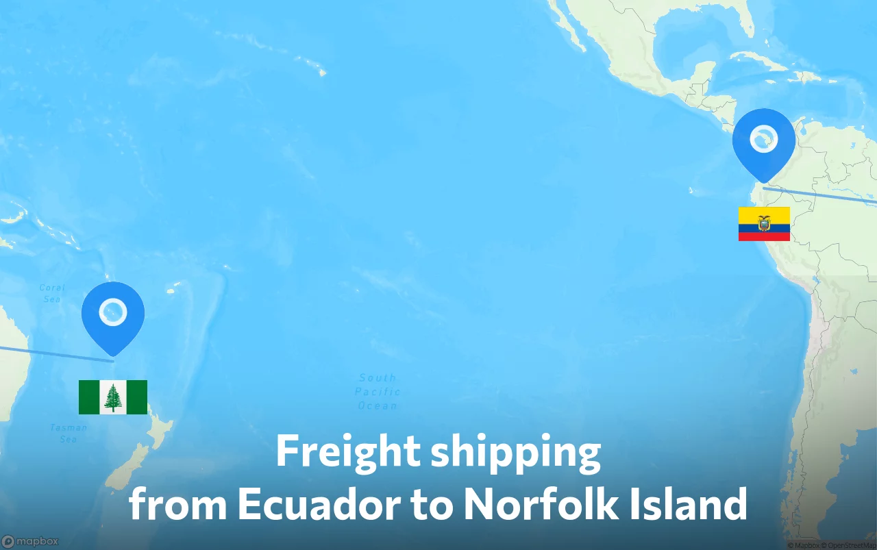 Shipping route from Ecuador to Norfolk Island