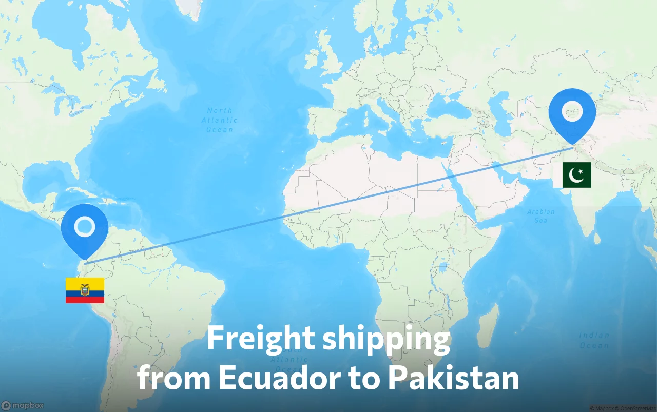 Shipping route from Ecuador to Pakistan