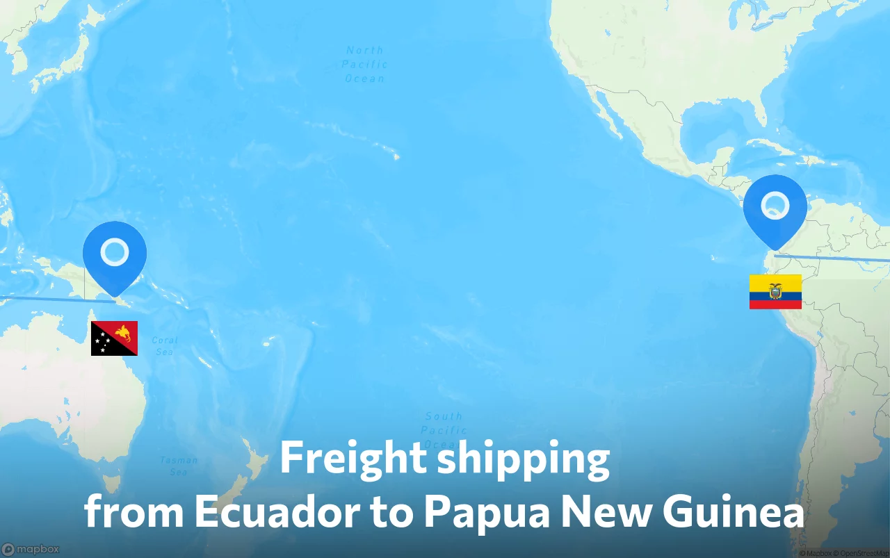Shipping route from Ecuador to Papua New Guinea