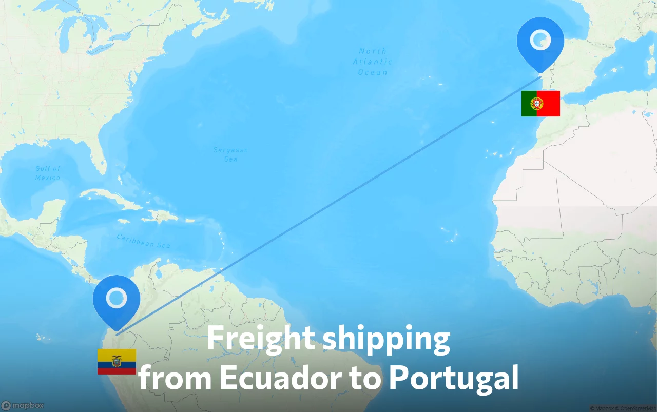 Shipping route from Ecuador to Portugal