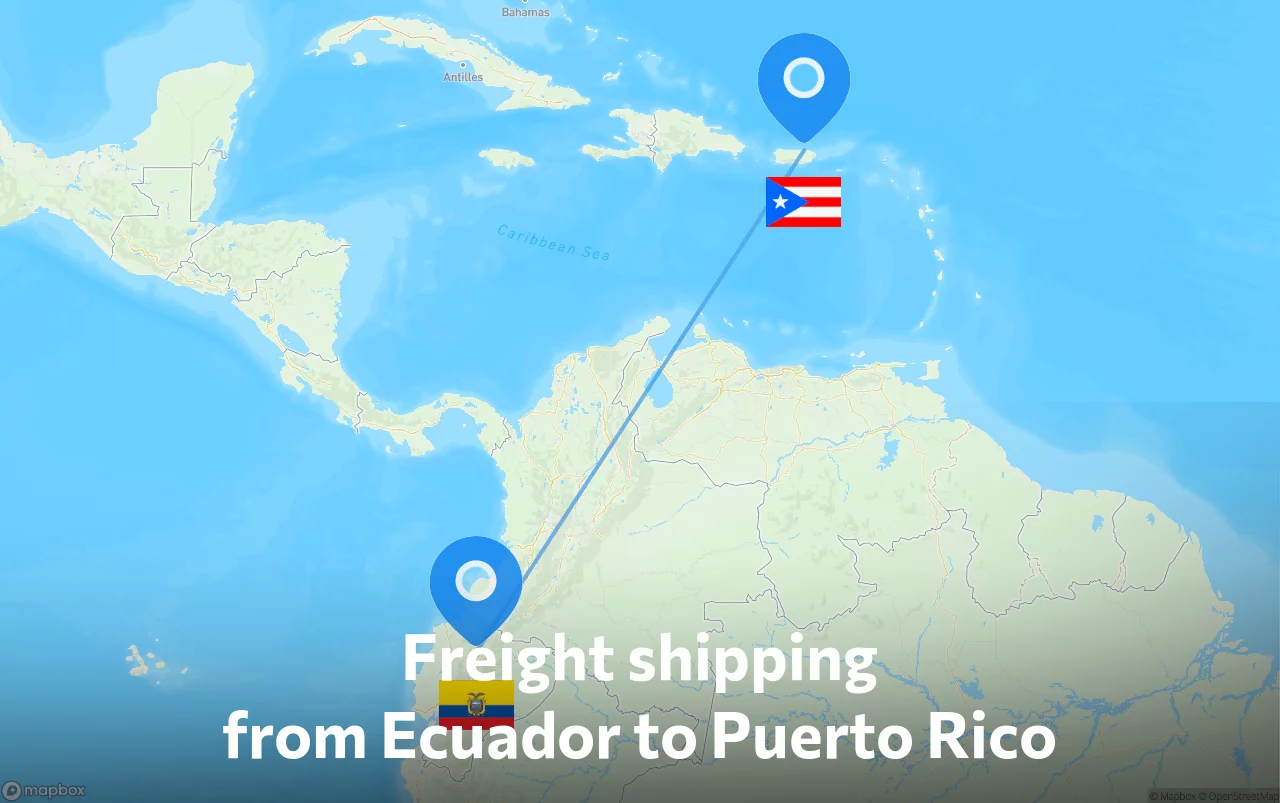 Shipping route from Ecuador to Puerto Rico