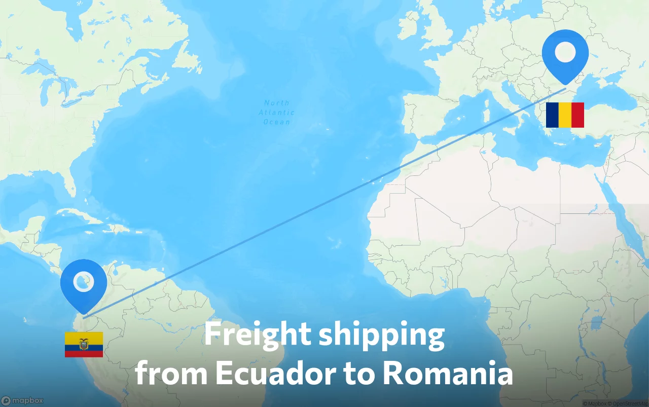 Shipping route from Ecuador to Romania