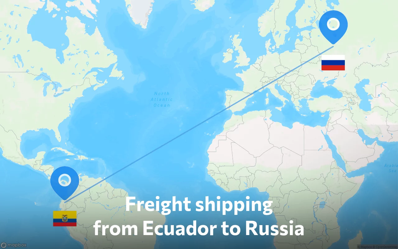 Shipping route from Ecuador to Russia