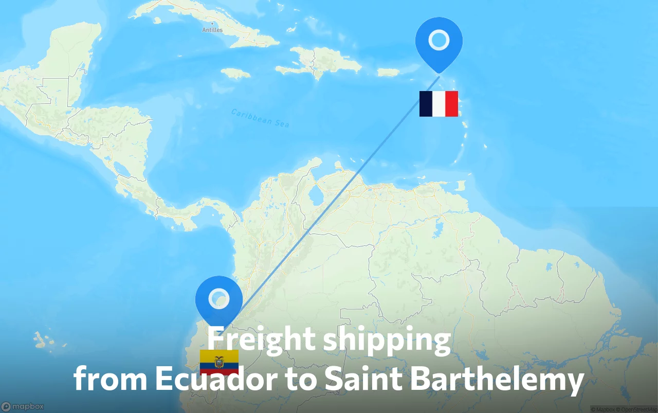 Shipping route from Ecuador to Saint Barthelemy
