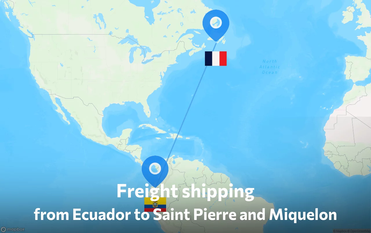 Shipping route from Ecuador to Saint Pierre and Miquelon