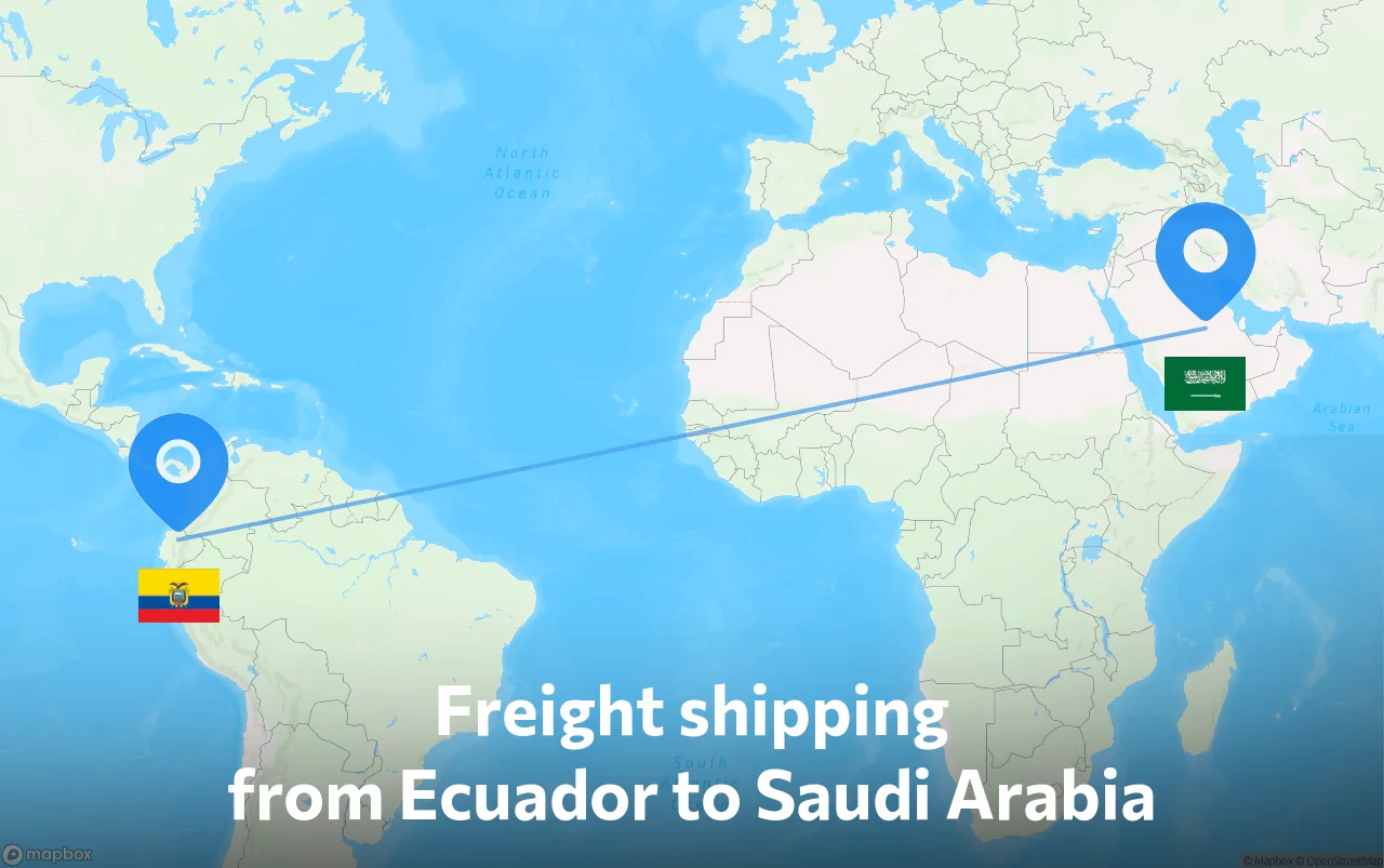 Shipping route from Ecuador to Saudi Arabia