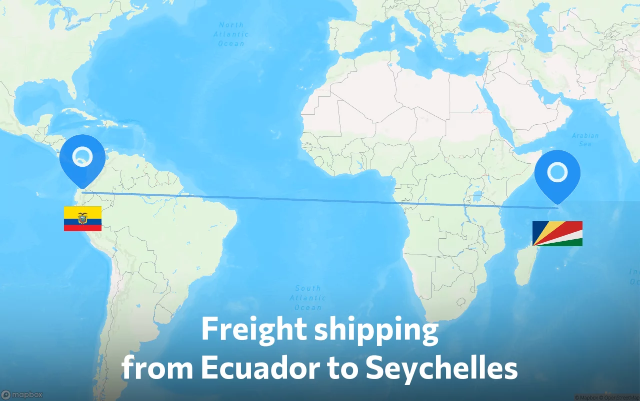 Shipping route from Ecuador to Seychelles