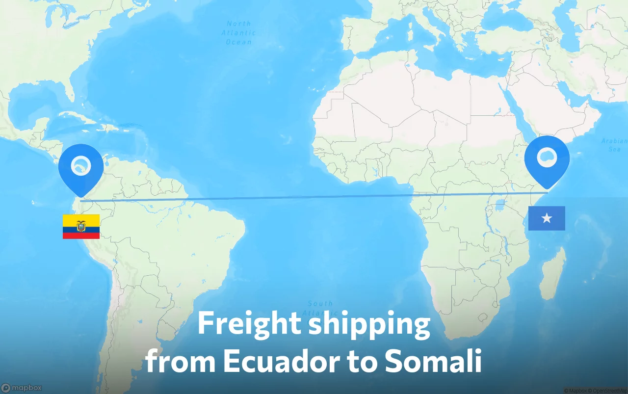 Shipping route from Ecuador to Somali