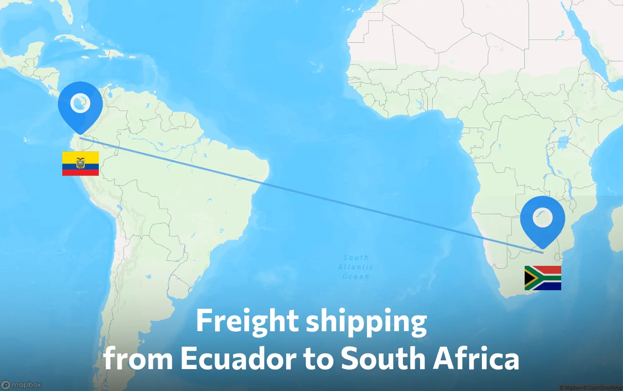 Shipping route from Ecuador to South Africa