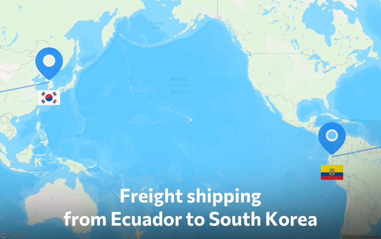 Shipping route from Ecuador to South Korea