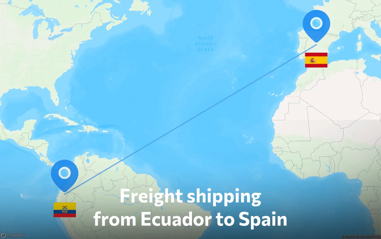 Shipping route from Ecuador to Spain