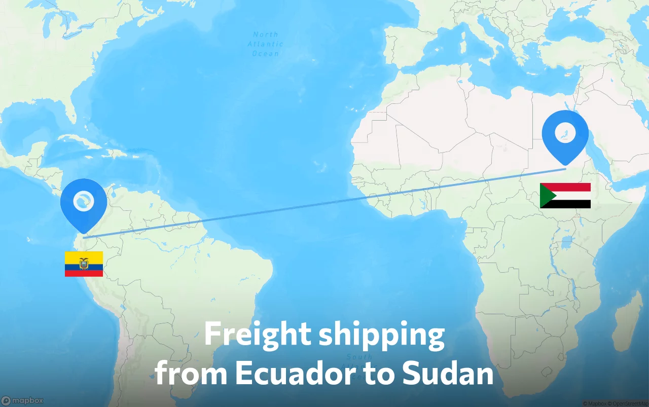 Shipping route from Ecuador to Sudan