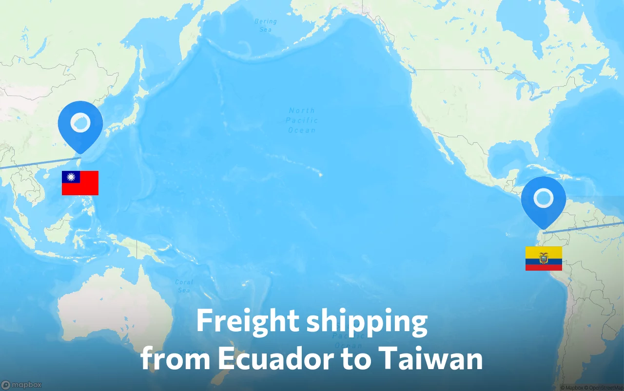Shipping route from Ecuador to Taiwan