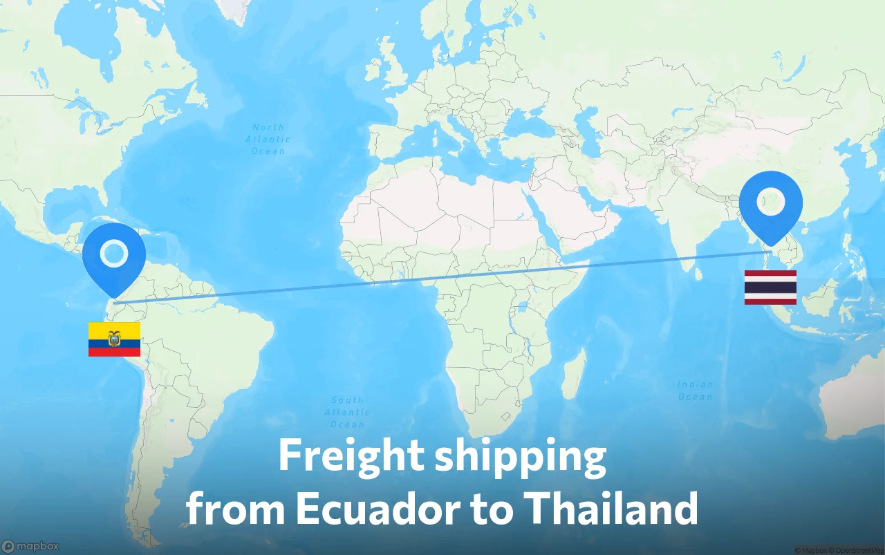 Shipping route from Ecuador to Thailand