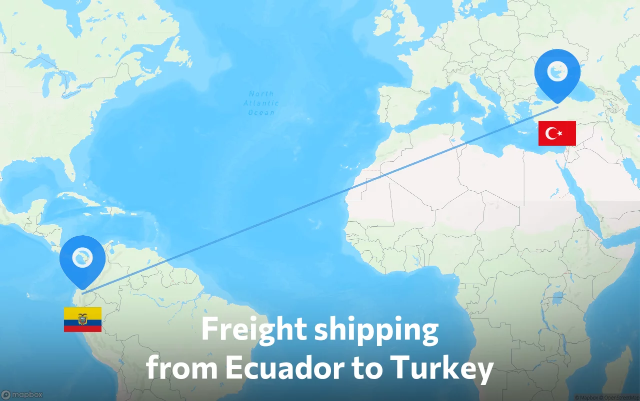 Shipping route from Ecuador to Turkey