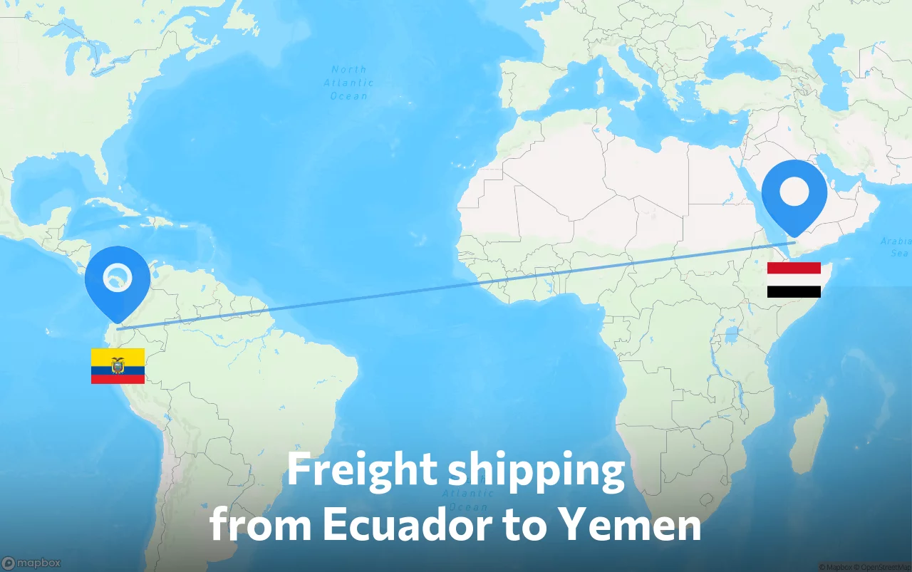 Shipping route from Ecuador to Yemen