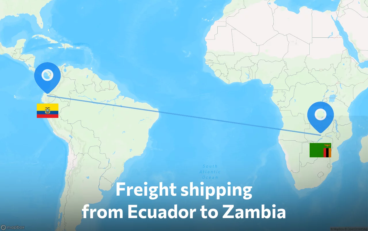 Shipping route from Ecuador to Zambia