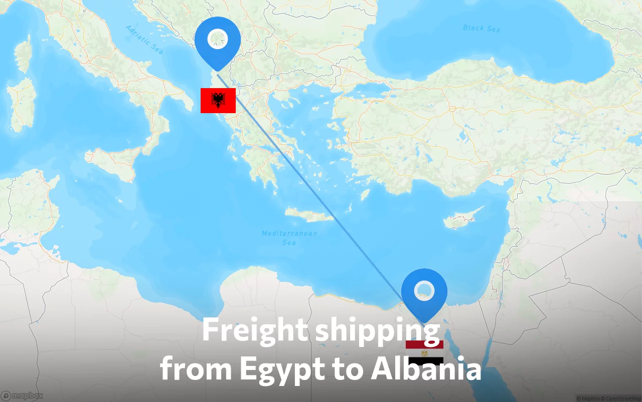 Shipping route from Egypt to Albania