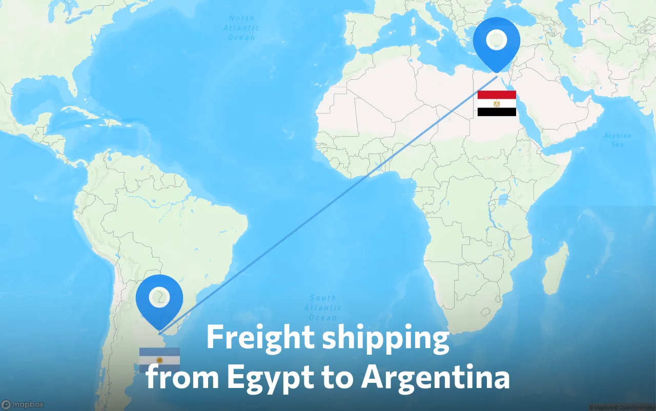Shipping route from Egypt to Argentina