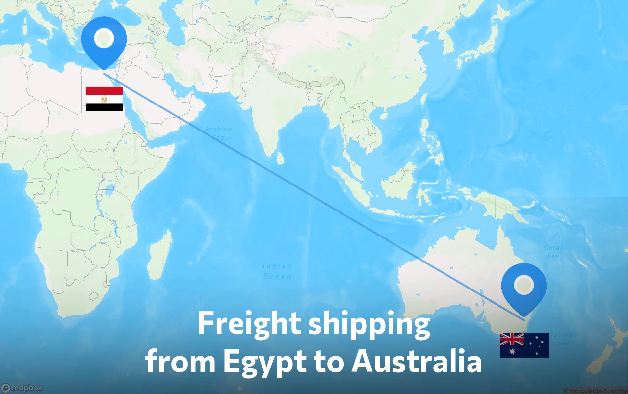 Shipping route from Egypt to Australia