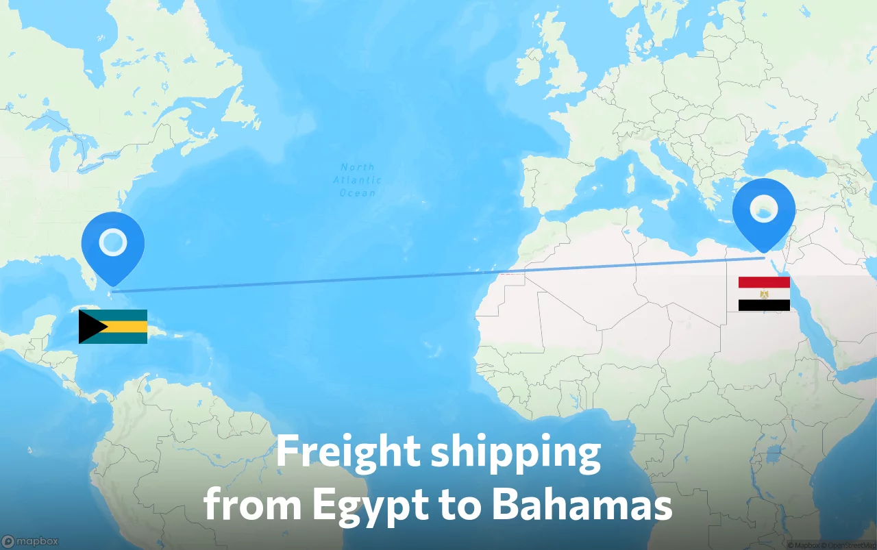 Shipping route from Egypt to Bahamas