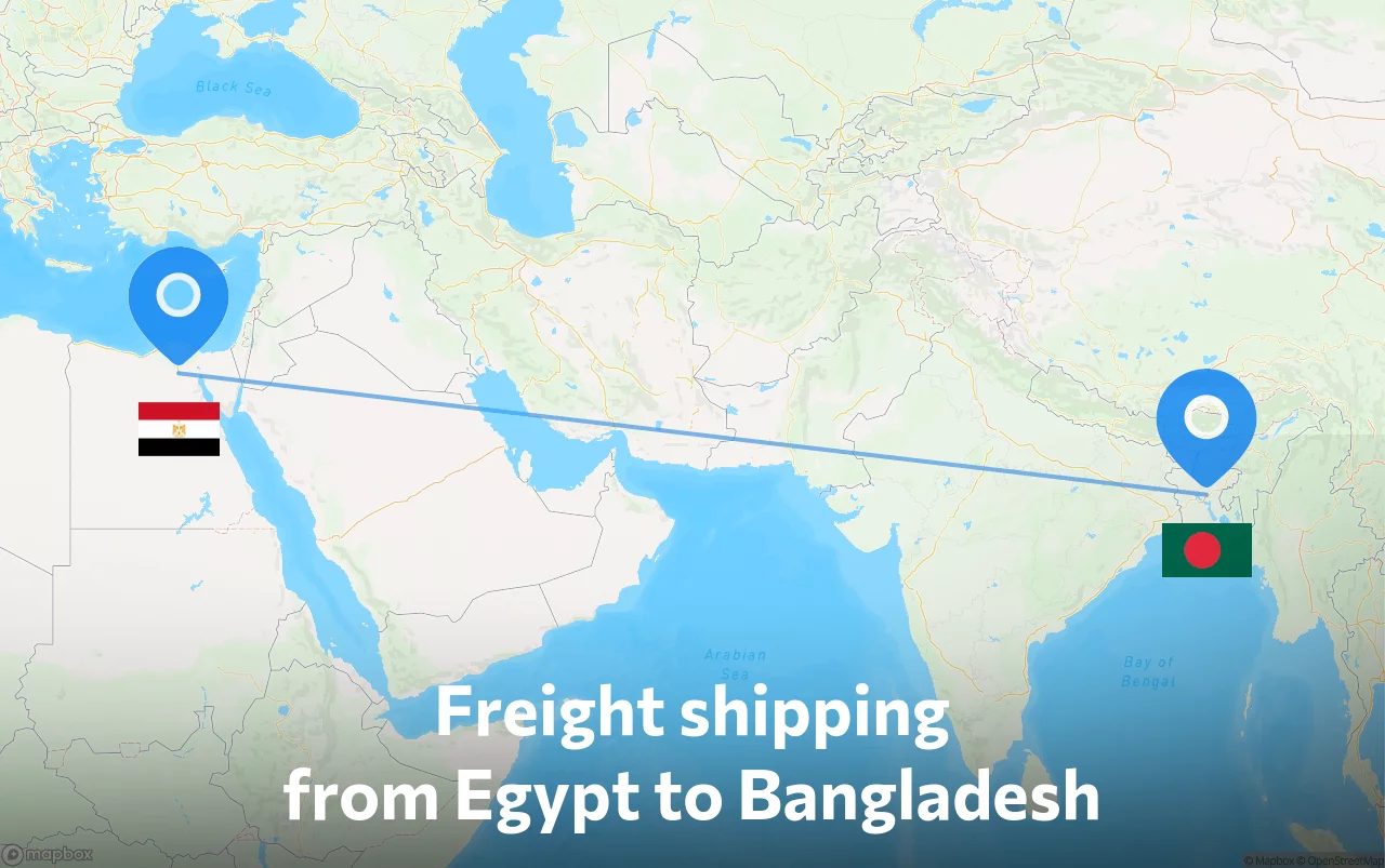 Shipping route from Egypt to Bangladesh