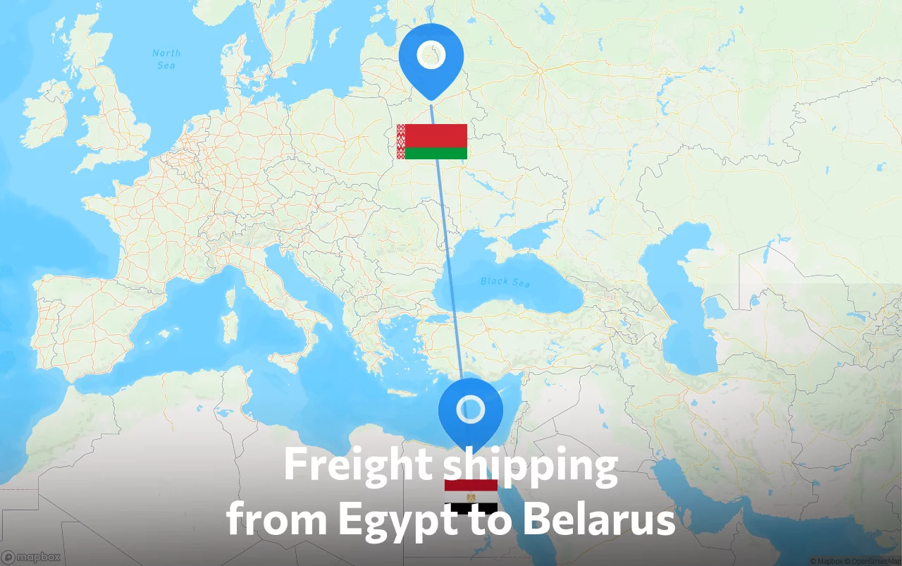 Shipping route from Egypt to Belarus