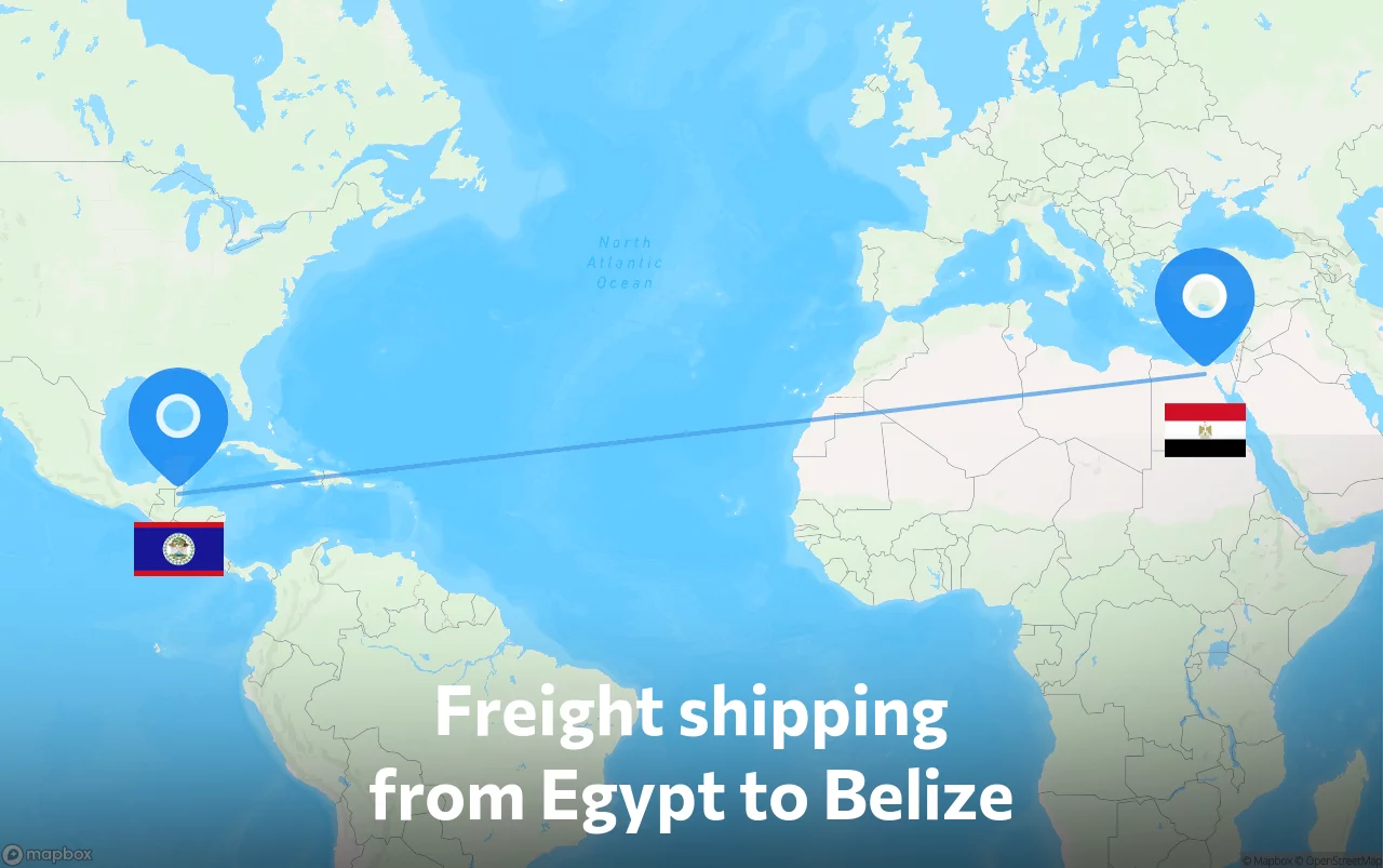 Shipping route from Egypt to Belize
