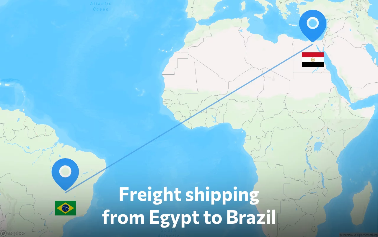 Shipping route from Egypt to Brazil