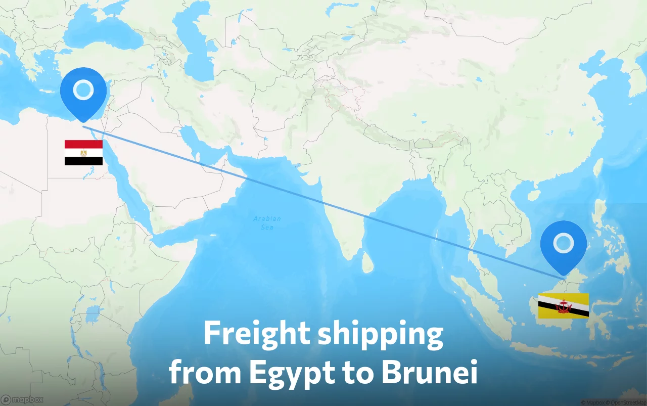 Shipping route from Egypt to Brunei