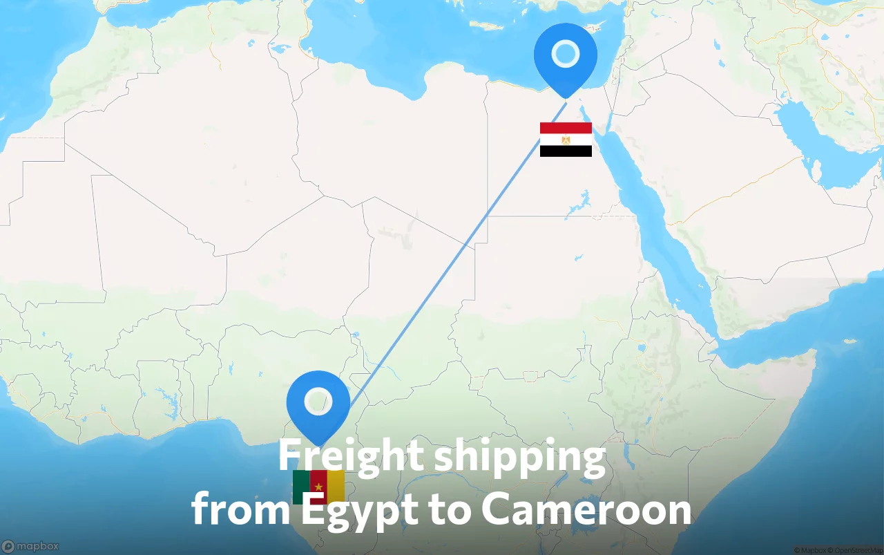 Shipping route from Egypt to Cameroon