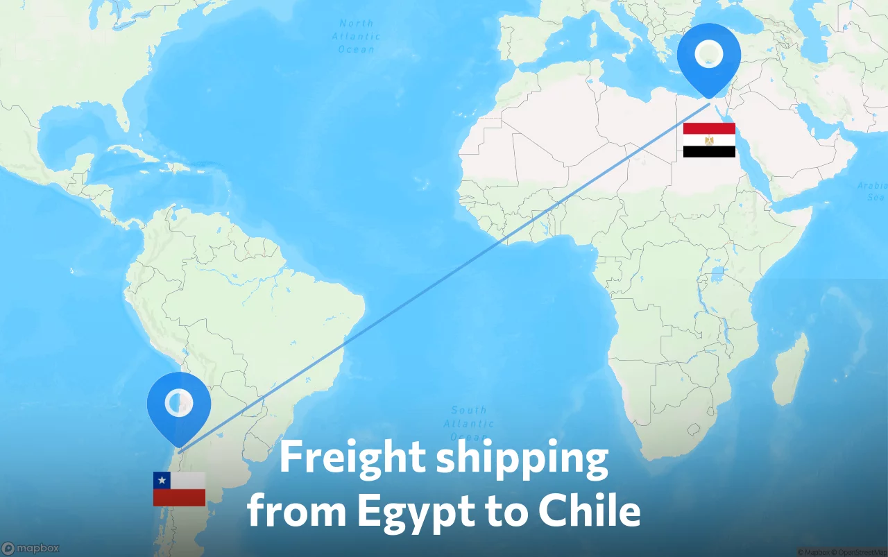 Shipping route from Egypt to Chile