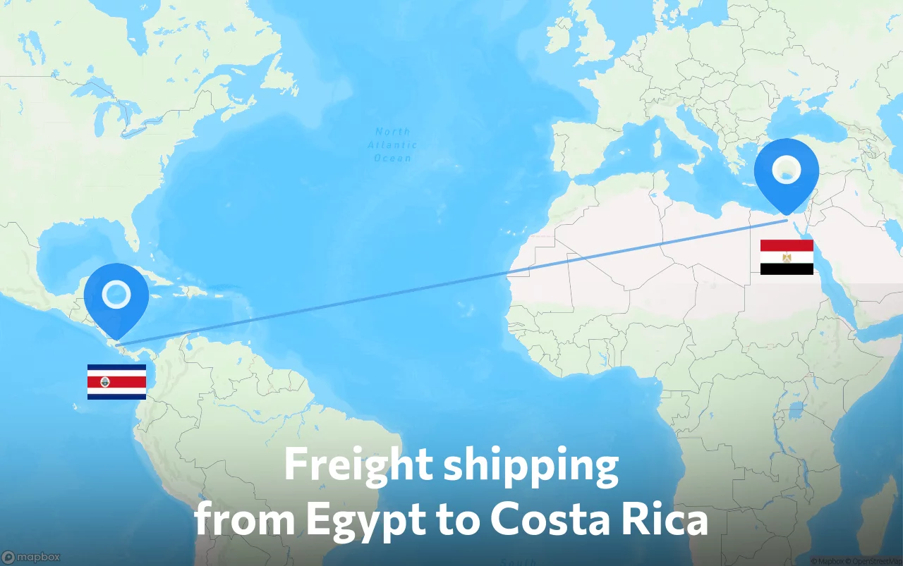 Shipping route from Egypt to Costa Rica