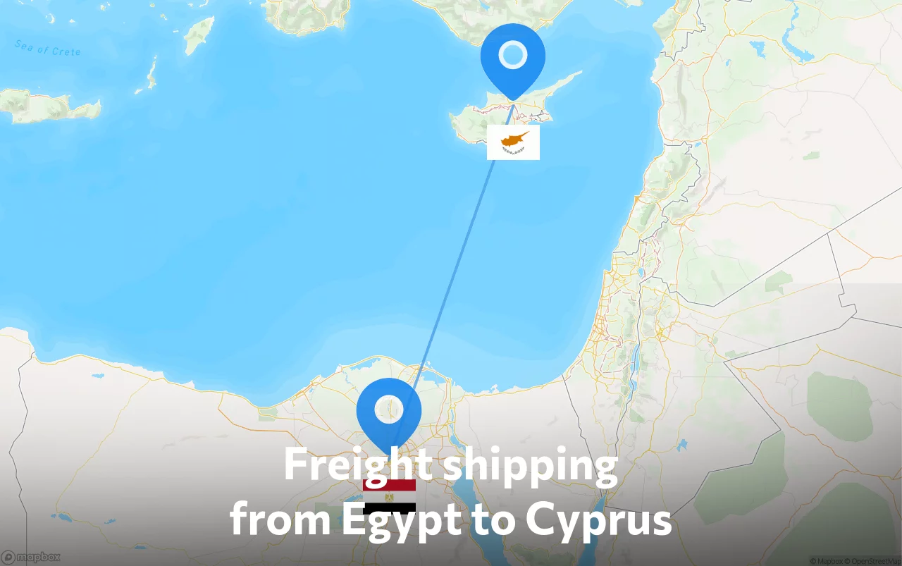 Shipping route from Egypt to Cyprus