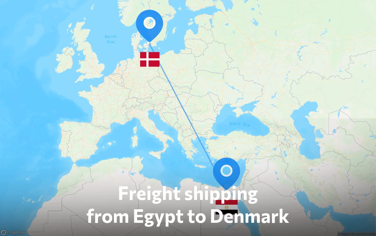Shipping route from Egypt to Denmark