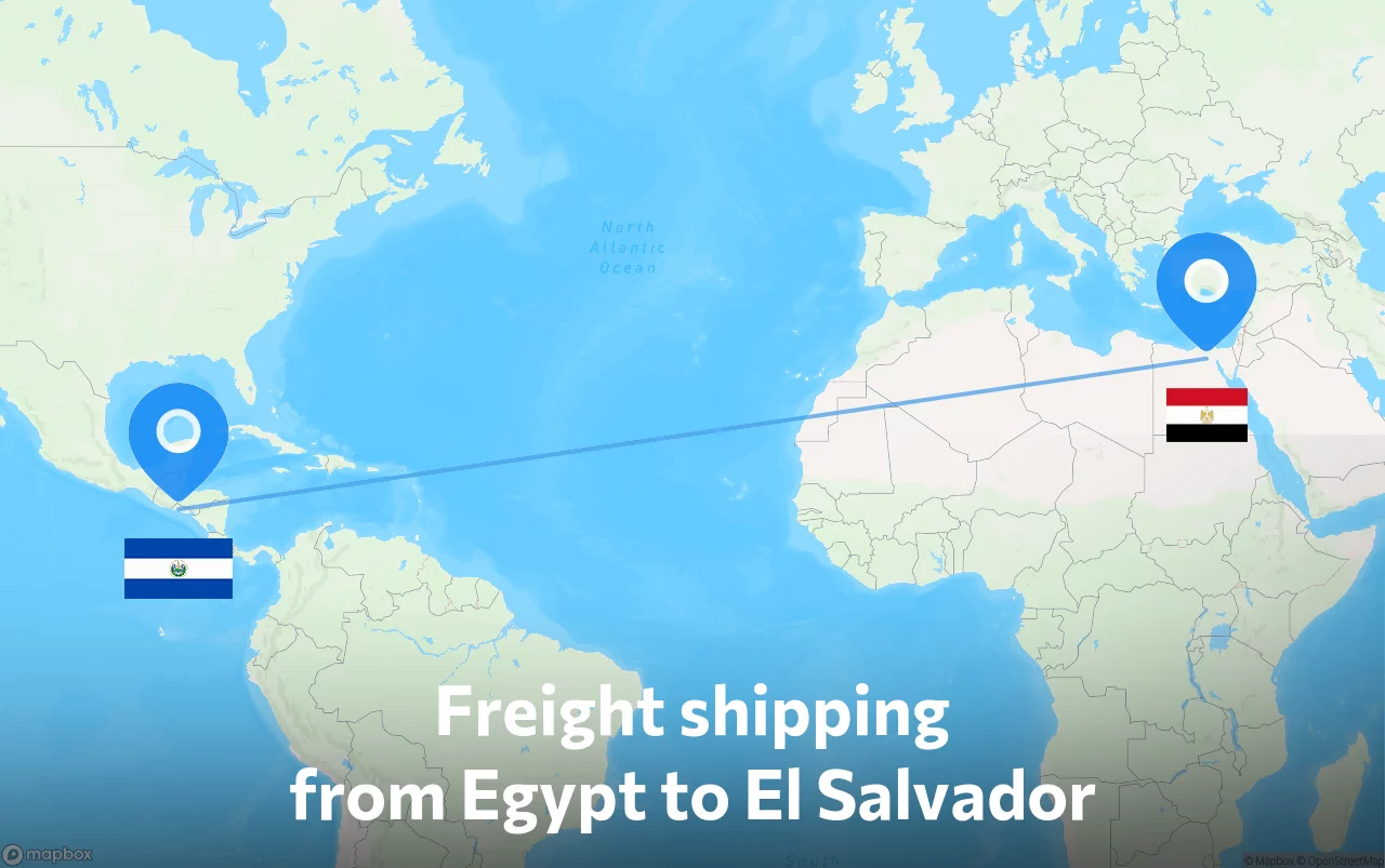 Shipping route from Egypt to El Salvador